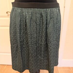 Louis Vuitton Green Textured A-Line Skirt with Black Waistband